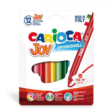 Vaskbare dobbelt-tusser - 12 farver i æske - Carioca