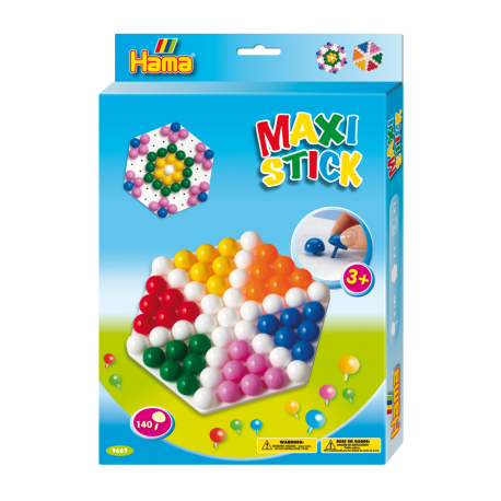 Maxi stick stiftmosaik (140 stk.) med plade - Hama