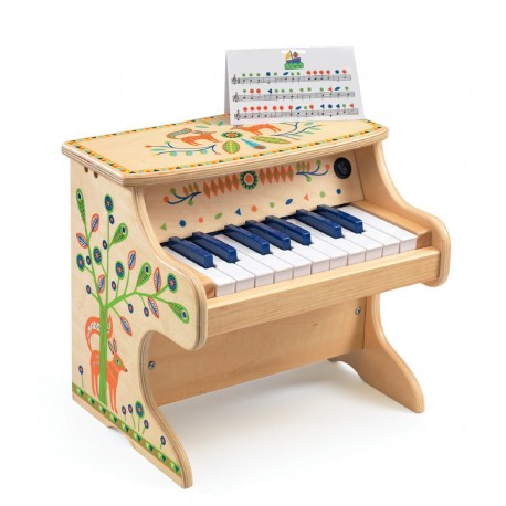 Klaver i træ med elektrisk lyd - Djeco musikinstrument