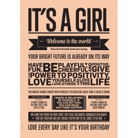 Its a Girl - Plakat A3 - I LOVE MY TYPE