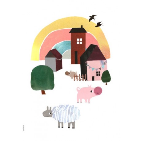Cosy Village Life - Happy Animals - Art Print A5 - I Love My Type