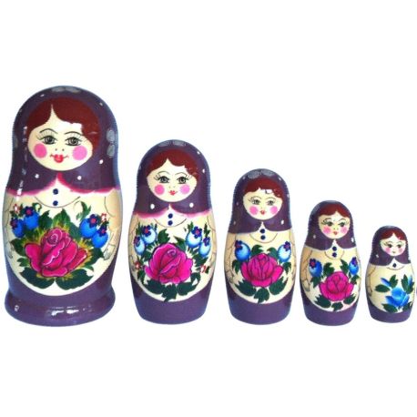 5 stk. Babushka dukker - Lilla