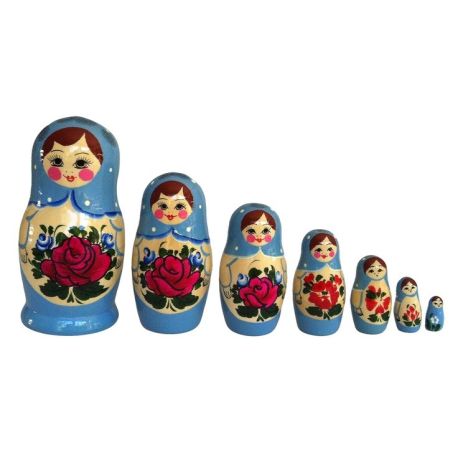 7 stk. Babushka dukker - Lyseblå