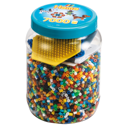 Perler i blålige nuancer + plader - 7000 stk. midi - Hama