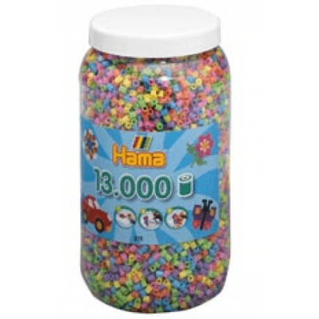 Pastel perler i bøtte - 13000 stk. midi perler - Hama