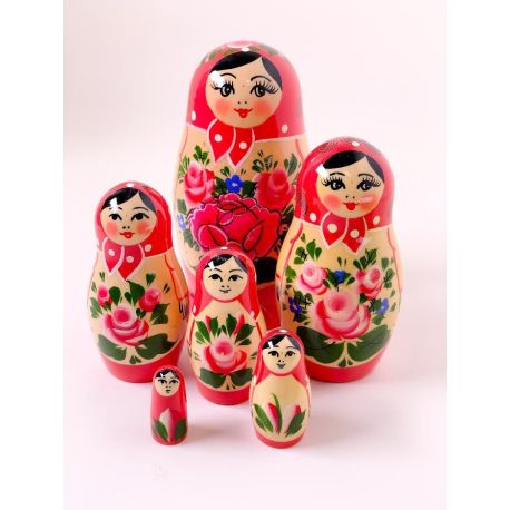 6 stk. Babushka dukker - Coral
