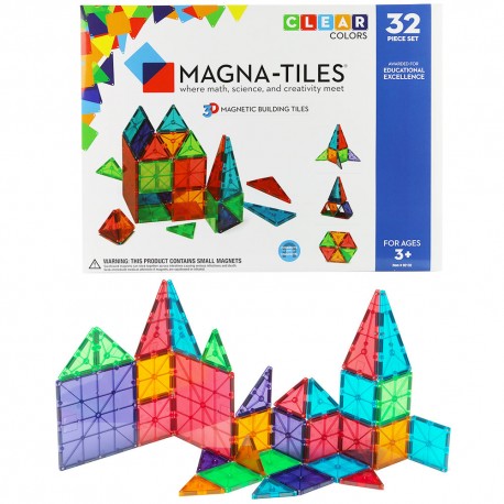 Byggemagneter 32 stk. i klare farver - Magna-Tiles