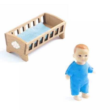 Baby med seng - Petit Home dukke - Djeco