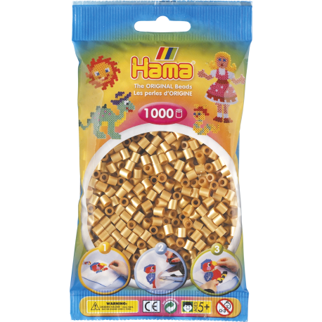 Guld midi perler - 1000 stk. i pose - Hama