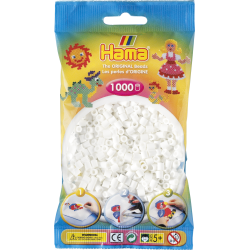 Hvide midi perler - 1000 stk. i pose - Hama
