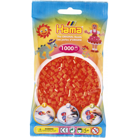 Orange midi perler - 1000 stk. i pose - Hama