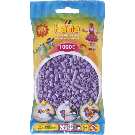 Pastel lilla midi perler - 1000 stk. i pose - Hama