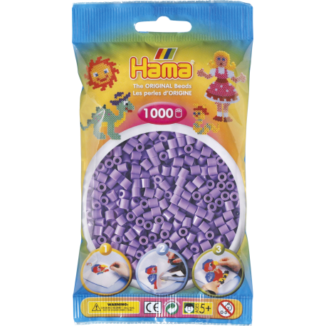 Pastel lilla midi perler - 1000 stk. i pose - Hama