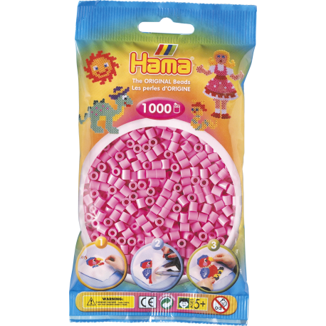 Pastel pink midi perler - 1000 stk. i pose - Hama