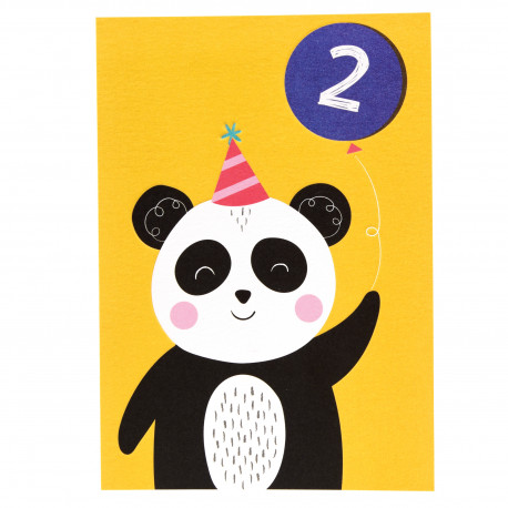 2 års fødselsdag - Kort & kuvert med panda