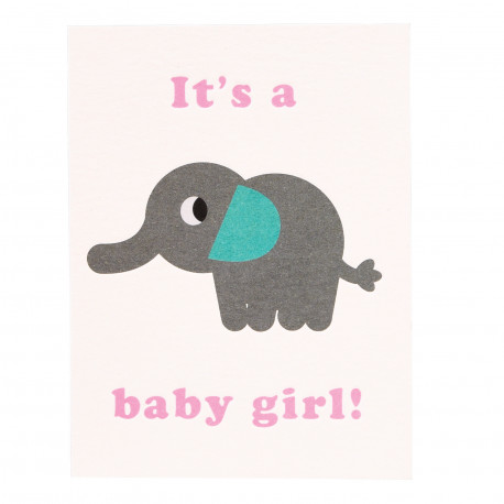 Its a baby girl - Elefant - Kort & kuvert