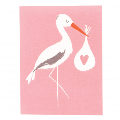 Pink baby - Stork - Kort & kuvert