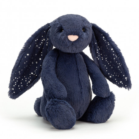 Mørkeblå Stardust kanin - Medium Bashful bamse - Jellycat 