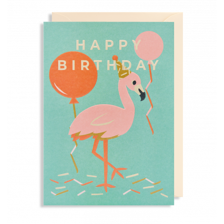 Happy Birthday Flamingo - Kort & kuvert - La