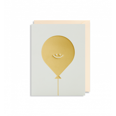 Guld ballon - Lille kort & kuvert - Lagom