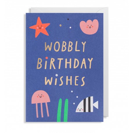 Wobbly Birthday Wishes - Kort & kuvert - Lagom