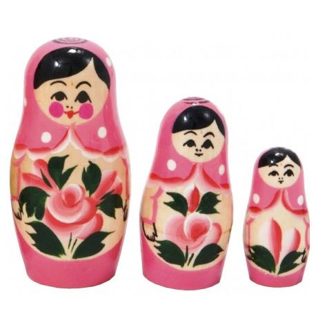 3 stk. Babushka dukker - Lyserød