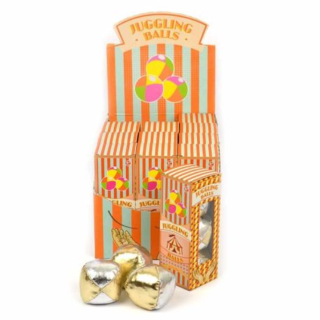 3 stk. Guld & sølv jonglørbolde i gaveæske