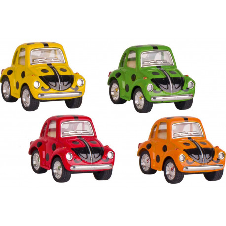 Mini Volkswagen Beetle med prikker - Legetøjsbil med træk-tilbage funktion