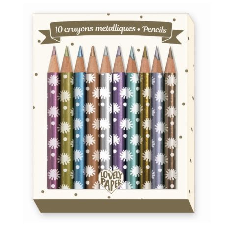 10 mini metallic farveblyanter - Djeco