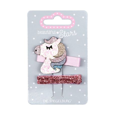 Lyserød Beautiful Stars hest - 2 stk. hårspænder - Spiegelburg