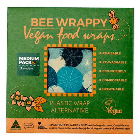 Vegansk genbrugeligt madpapir - 2 stk. medium - Bee Wrappy