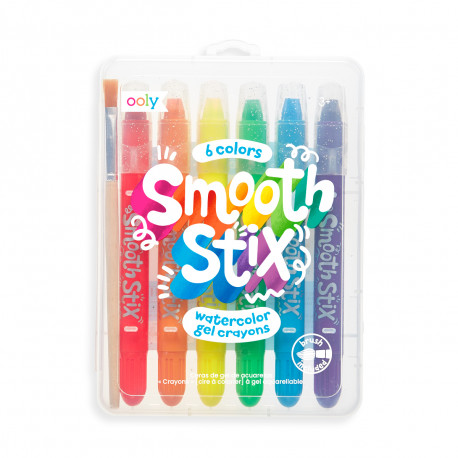 Smooth Stix - 6 bløde vandfarver & pensel - Ooly