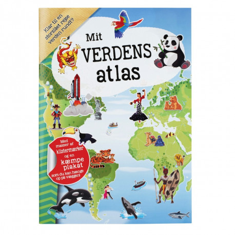 Mit verdens atlas - Aktivitetsbog med stickers - Karrusel Forlag