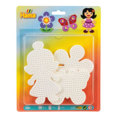 Blomst, sommerfugl og pige - Midi stiftplader - Hama