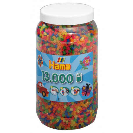Neon farver - 13000 midi perler i bøtte - Hama
