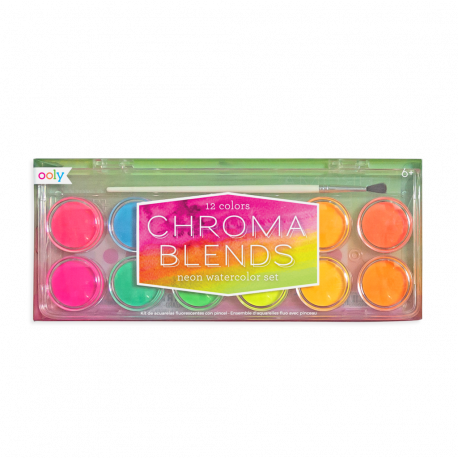 Chroma Blends Neon - 12 vandfarver & 1 pensel - Ooly