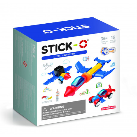 Stick-O City Set - 16 stk. magnetlegetøj - Magformers
