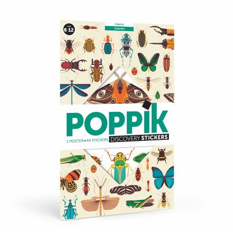 Insekter 6-12 år - Plakat med 44 stickers - Poppik