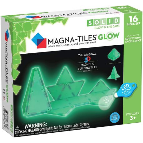 16 stk. Selvlysende byggemagneter med LED-lygte - Magna-Tiles