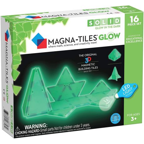 16 stk. Selvlysende byggemagneter med LED-lygte - Magna-Tiles