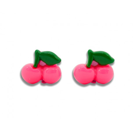 Kirsebær øreringe med clips - Pink - Milk & Soda
