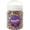 Multistribet perlemix - Runde resinperler i bøtte - 700 ml