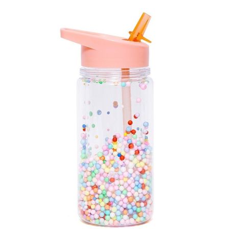 Fersken drikkedunk med konfettikugler & vippetud - Petit Monkey