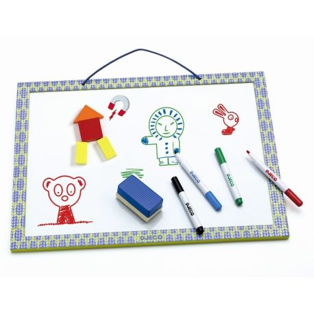 Magnetisk whiteboardtavle med tuscher & svamp - Djeco
