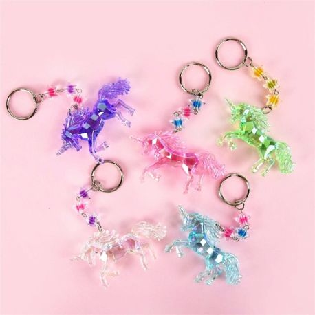 Diamant enhjørning nøglering - Assorteret farver