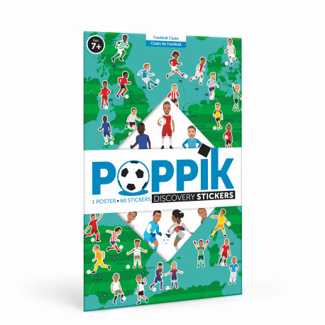 Fodbold - Panorama plakat med 62 stickers - Poppik