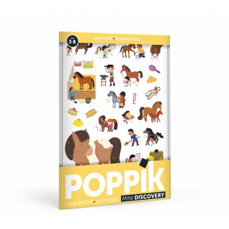 Pony klub 3-8 år - A4 plakat med 27 stickers - Poppik
