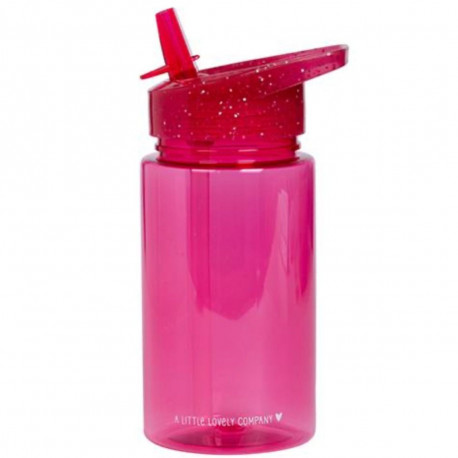 Glitter pink drikkeflaske med vippetud - A Little Lovely Company