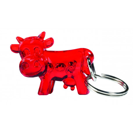 Ko rød transparent nøglering & taskepynt