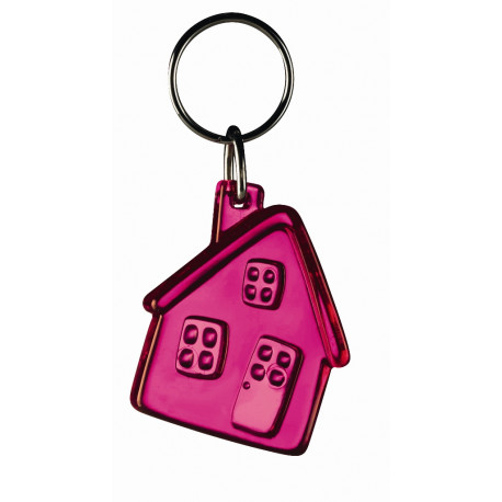 Hus pink transparent nøglering & taskepynt